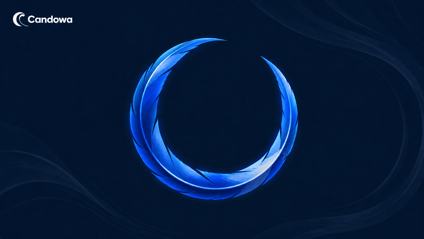An open circular form made of layered blue feather-like elements on a dark navy background, representing coordination gaps within Australia’s digital asset services ecosystem.